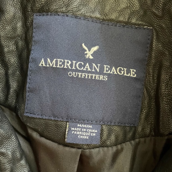 American Eagle Black Leather Jacket - Picture 2 of 4